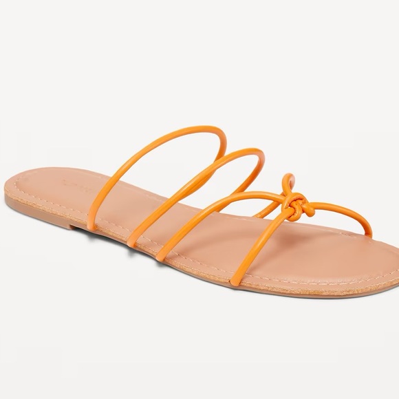 Faux Leather Strappy Knotted Sandals women’s size 11 flip-flops NWT cream color - Picture 5 of 5